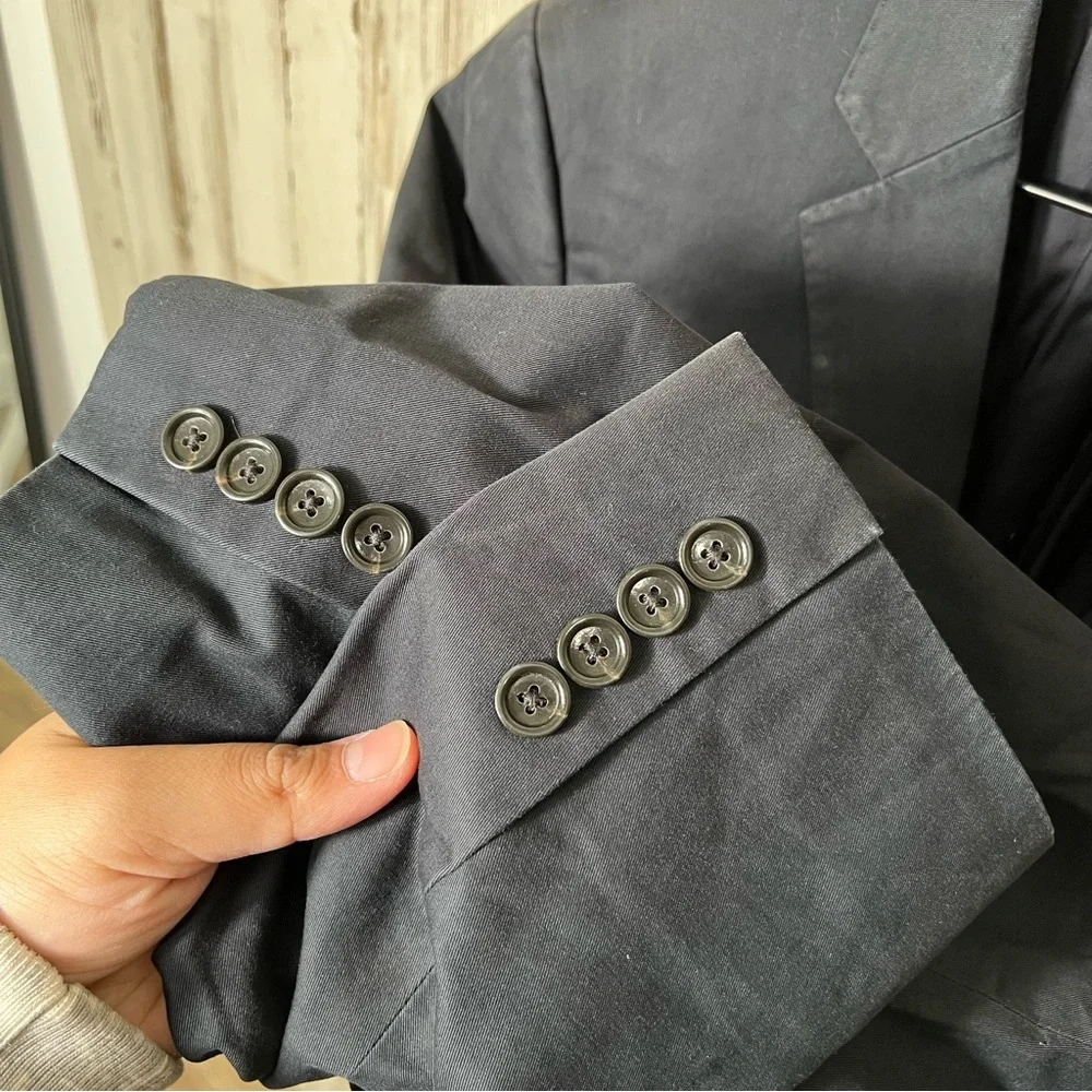 J.Crew Ludlow Larusmiani Mens 40R Navy Blue Two Button Blazer Jacket‎ Cotton